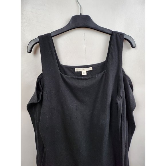 Boston Proper Black Cold Shoulder Square Neck Long Sleeve Top Size Medium - Picture 3 of 7